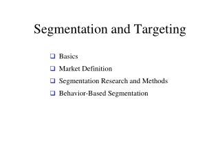 Segmentation and Targeting