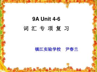 9A Unit 4-6 词 汇 专 项 复 习