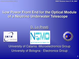 Low Power Front End for the Optical Module of a Neutrino Underwater Telescope