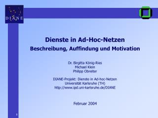 Dienste in Ad-Hoc-Netzen Beschreibung, Auffindung und Motivation