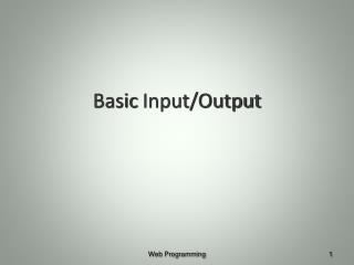 Basic Input/Output