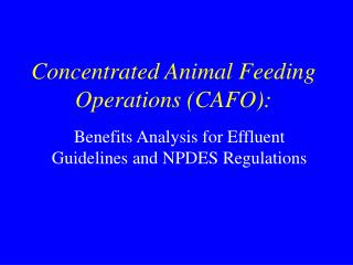 Concentrated Animal Feeding Operations (CAFO):
