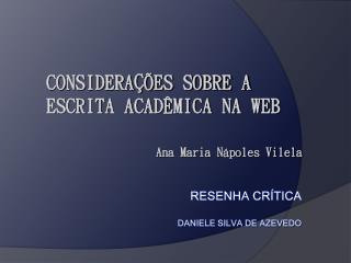 RESENHA CRÍTICA daniele silva de Azevedo