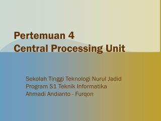 Pertemuan 4 Central Processing Unit