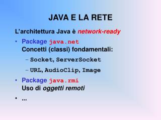 JAVA E LA RETE