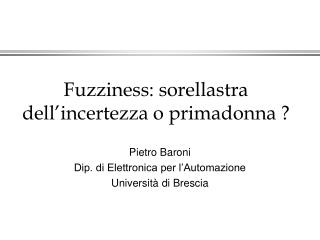 Fuzziness: sorellastra dell’incertezza o primadonna ?