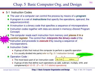 Chap. 5 Basic Computer Org. and Design