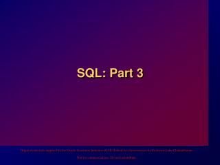 SQL: Part 3