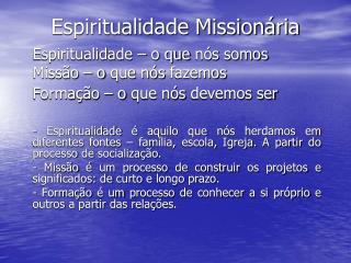 Espiritualidade Missionária