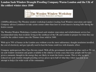 London Sash Window Draught Proofing Company Warns London and