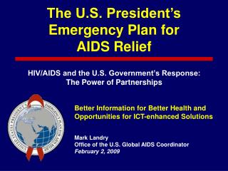 Better Information for Better Health and Opportunities for ICT-enhanced Solutions Mark Landry