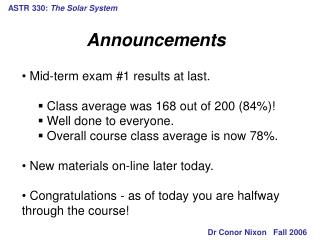 ASTR 330: The Solar System