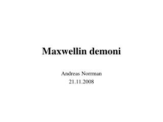 Maxwellin demoni