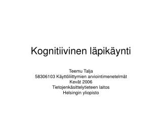 Kognitiivinen läpikäynti