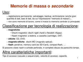 Memorie di massa o secondarie