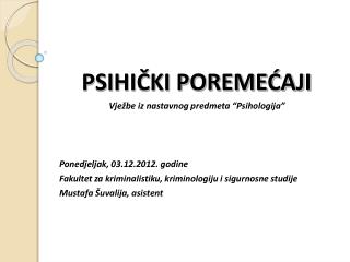 PSIHIČKI POREMEĆAJI