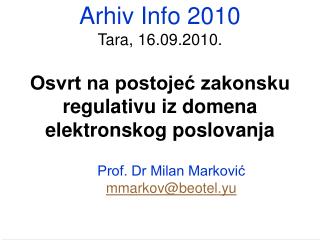 Osvrt na postojeć zakonsku regulativu iz domena elektronskog poslovanja