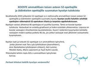 2. Miten erillinen S2-opetus on järjestetty oppilaitoksessanne (2/2)