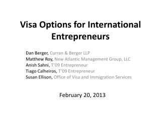 Visa Options for International Entrepreneurs