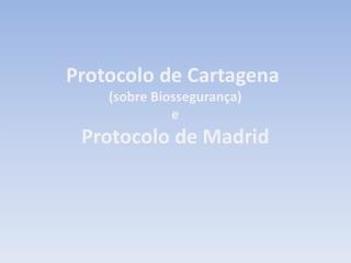 Protocolo de Cartagena (sobre Biossegurança) e Protocolo de Madrid