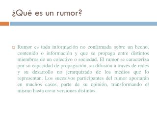 ¿Qué es un rumor?