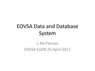 EOVSA Data and Database System
