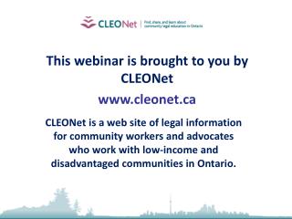 This webinar is brought to you by CLEONet cleonet