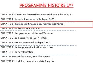 PROGRAMME HISTOIRE 1 ère