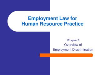 Employment Law for Human Resource Practice