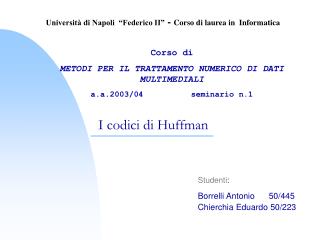 I codici di Huffman
