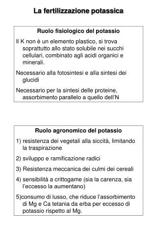 La fertilizzazione potassica