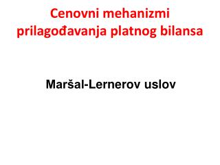 Cenovni mehanizmi prilagođavanja platnog bilansa