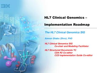 HL7 Clinical Genomics – Implementation Roadmap