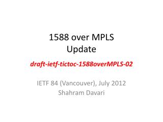 1588 over MPLS Update