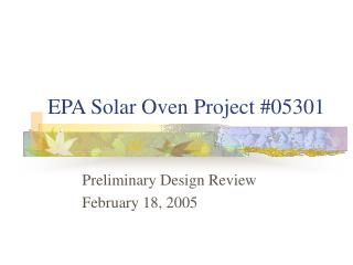 EPA Solar Oven Project #05301