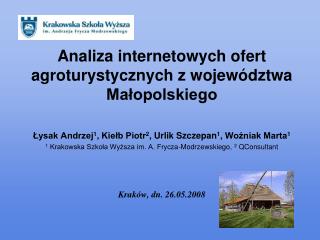 Analiza internetowych ofert agroturystycznych z województwa Małopolskiego