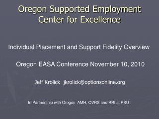 Oregon Supported Employment Center for Excellence