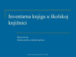 Inventarna knjiga u školskoj knjižnici