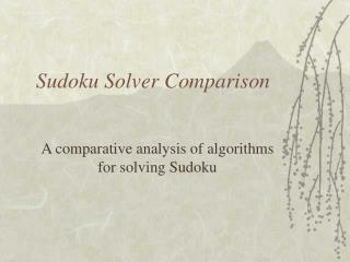 Sudoku Solver Comparison