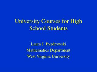 University Courses for High School Students