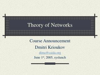 Theory of Networks