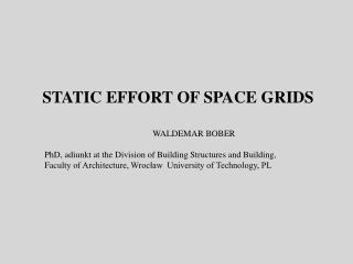 STATIC EFFORT OF SPACE GRIDS WALDEMAR BOBER