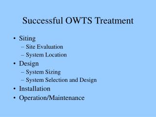 Successful OWTS Treatment