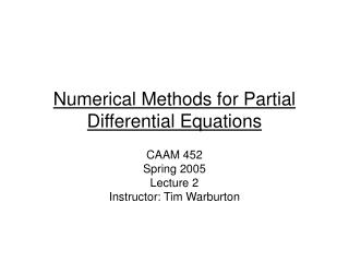 Numerical Methods for Partial Differential Equations