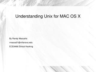 Understanding Unix for MAC OS X