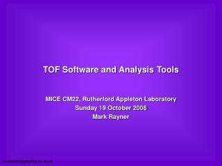 TOF Software and Analysis Tools