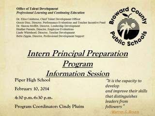 Intern Principal Preparation Program Information Session