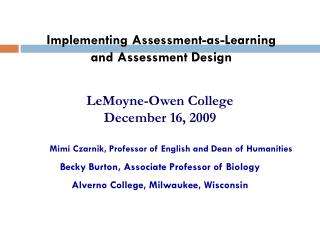 LeMoyne -Owen College December 16, 2009