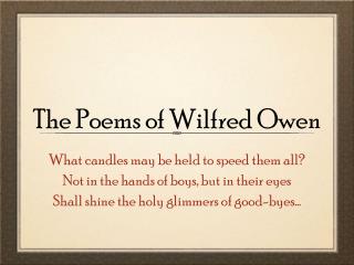 The Poems of Wilfred Owen