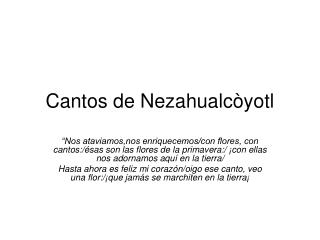 Cantos de Nezahualcòyotl